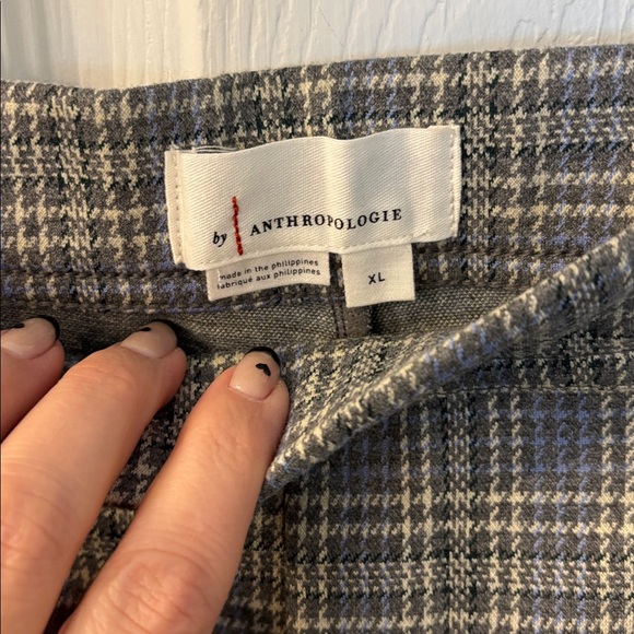 Anthropologie Knit Hiking Bootcut Pants in Gray Plaid, size XL, NWT - Picture 7 of 12